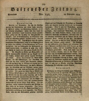 Bayreuther Zeitung Samstag 18. September 1813