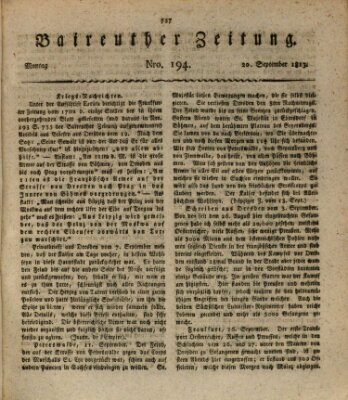 Bayreuther Zeitung Montag 20. September 1813