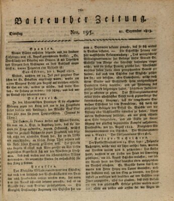 Bayreuther Zeitung Dienstag 21. September 1813