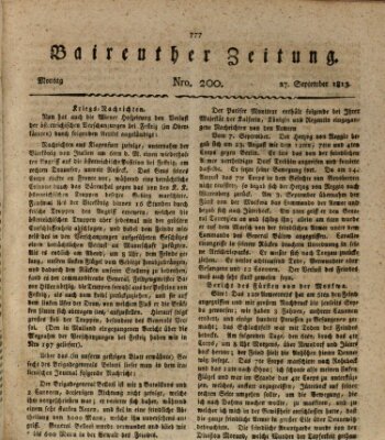 Bayreuther Zeitung Montag 27. September 1813