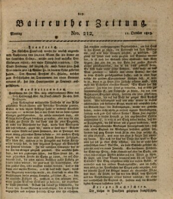 Bayreuther Zeitung Montag 11. Oktober 1813