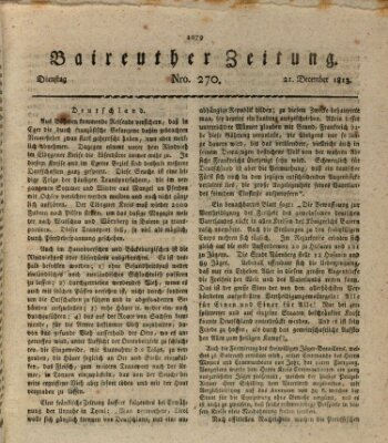 Bayreuther Zeitung Dienstag 21. Dezember 1813