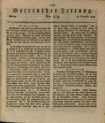 Bayreuther Zeitung Montag 27. Dezember 1813