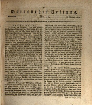 Bayreuther Zeitung Samstag 15. Januar 1814