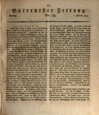 Bayreuther Zeitung Dienstag 1. Februar 1814