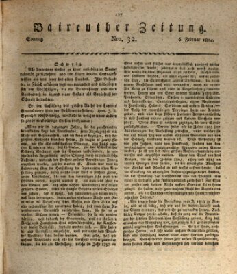 Bayreuther Zeitung Sonntag 6. Februar 1814