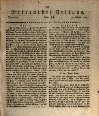 Bayreuther Zeitung Donnerstag 10. Februar 1814