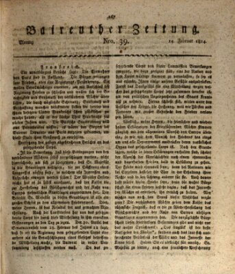 Bayreuther Zeitung Montag 14. Februar 1814