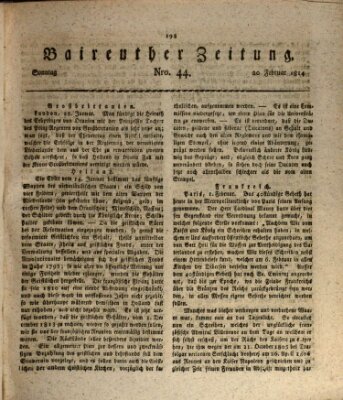 Bayreuther Zeitung Sonntag 20. Februar 1814