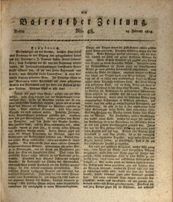 Bayreuther Zeitung Freitag 25. Februar 1814