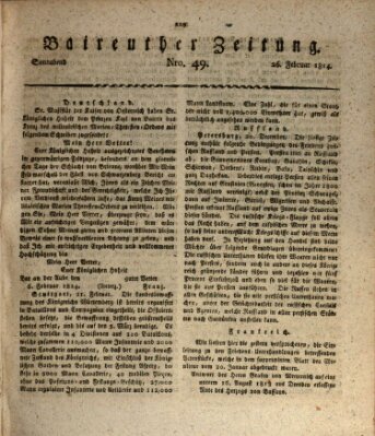 Bayreuther Zeitung Samstag 26. Februar 1814