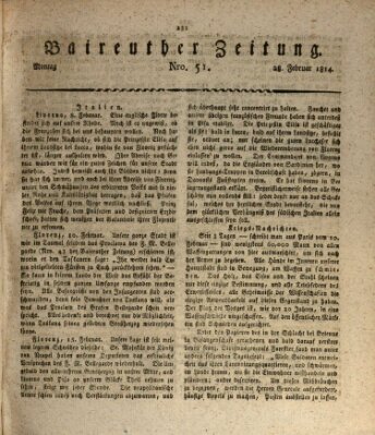 Bayreuther Zeitung Montag 28. Februar 1814