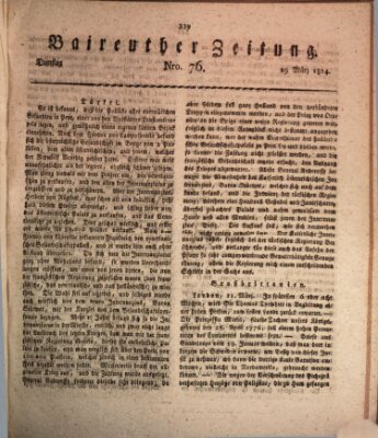 Bayreuther Zeitung Dienstag 29. März 1814