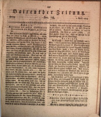 Bayreuther Zeitung Freitag 1. April 1814