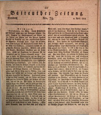 Bayreuther Zeitung Samstag 2. April 1814