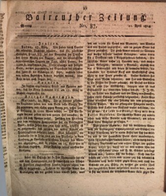 Bayreuther Zeitung Montag 11. April 1814