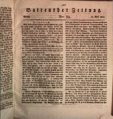 Bayreuther Zeitung Montag 25. April 1814