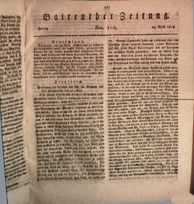 Bayreuther Zeitung Freitag 29. April 1814