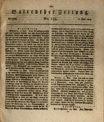 Bayreuther Zeitung Sonntag 12. Juni 1814