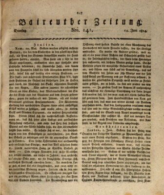 Bayreuther Zeitung Dienstag 14. Juni 1814