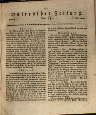 Bayreuther Zeitung Montag 27. Juni 1814