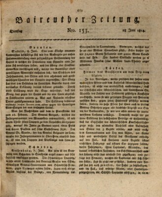 Bayreuther Zeitung Dienstag 28. Juni 1814