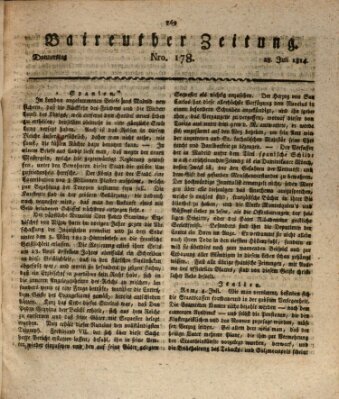 Bayreuther Zeitung Donnerstag 28. Juli 1814