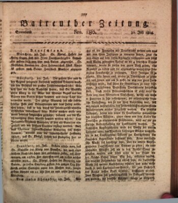 Bayreuther Zeitung Samstag 30. Juli 1814