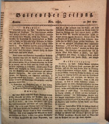 Bayreuther Zeitung Sonntag 31. Juli 1814