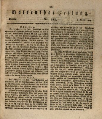 Bayreuther Zeitung Dienstag 2. August 1814