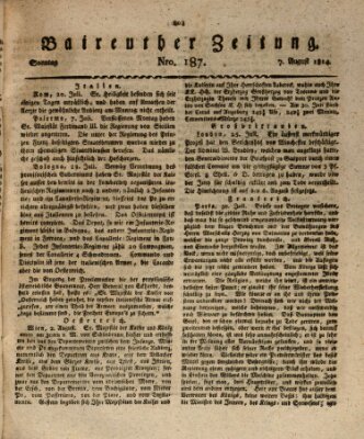 Bayreuther Zeitung Sonntag 7. August 1814