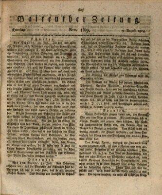 Bayreuther Zeitung Dienstag 9. August 1814