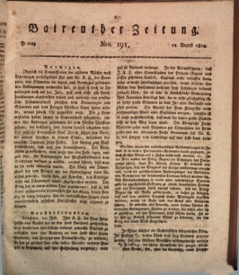 Bayreuther Zeitung Freitag 12. August 1814