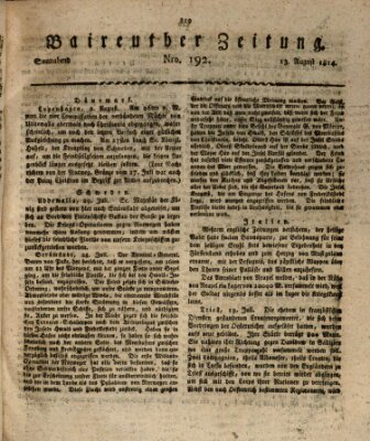 Bayreuther Zeitung Samstag 13. August 1814