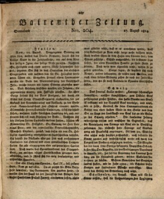 Bayreuther Zeitung Samstag 27. August 1814