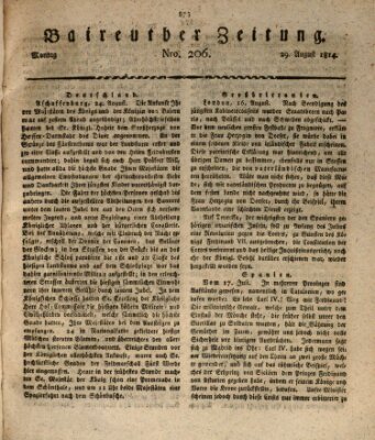 Bayreuther Zeitung Montag 29. August 1814