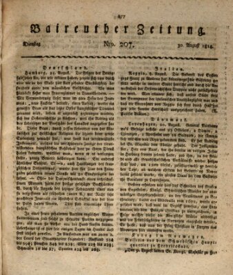 Bayreuther Zeitung Dienstag 30. August 1814