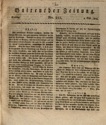 Bayreuther Zeitung Sonntag 4. September 1814