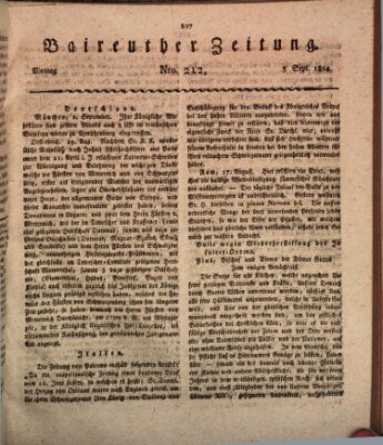 Bayreuther Zeitung Montag 5. September 1814