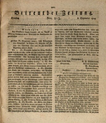 Bayreuther Zeitung Dienstag 6. September 1814