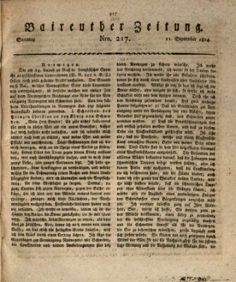 Bayreuther Zeitung Sonntag 11. September 1814