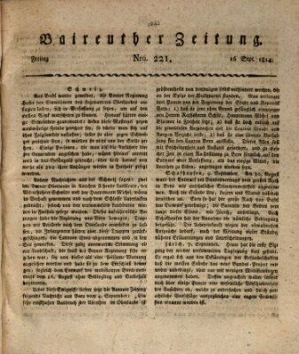 Bayreuther Zeitung Freitag 16. September 1814