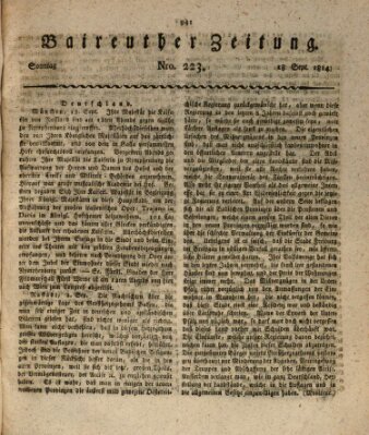 Bayreuther Zeitung Sonntag 18. September 1814