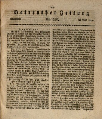 Bayreuther Zeitung Donnerstag 22. September 1814