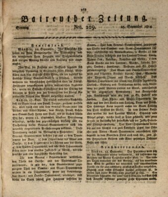 Bayreuther Zeitung Sonntag 25. September 1814