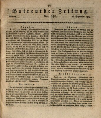 Bayreuther Zeitung Montag 26. September 1814