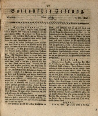 Bayreuther Zeitung Sonntag 2. Oktober 1814