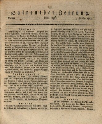 Bayreuther Zeitung Montag 3. Oktober 1814