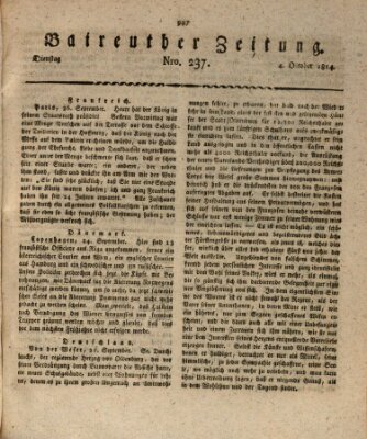 Bayreuther Zeitung Dienstag 4. Oktober 1814