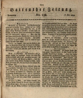 Bayreuther Zeitung Donnerstag 6. Oktober 1814